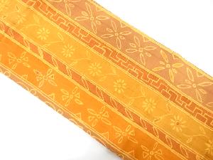 未使用品　縞に花模様名古屋帯